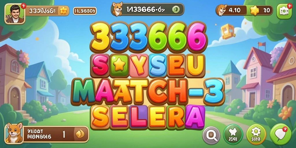 Screenshot gameplay <strong>333666</strong> menampilkan keseruan mencocokkan permata berwarna.