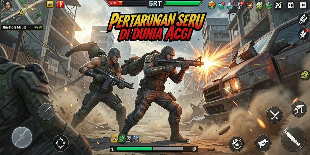 Tampilan seru dari gameplay 5RT yang menampilkan aksi bertarung.