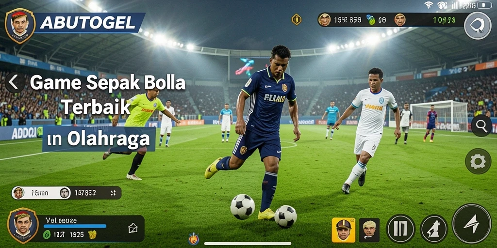 Tangkapan layar utama ABUTOGEL menampilkan aksi seru sepak bola.
