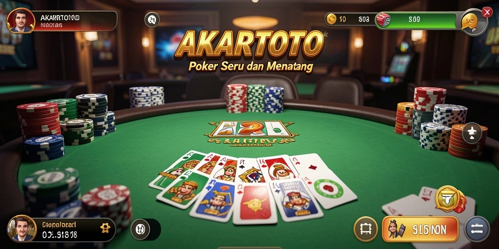 Tampilan gameplay seru poker di AKARTOTO.