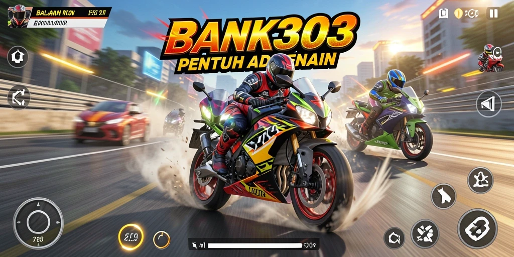 Gameplay seru dalam balapan motor yang menantang.