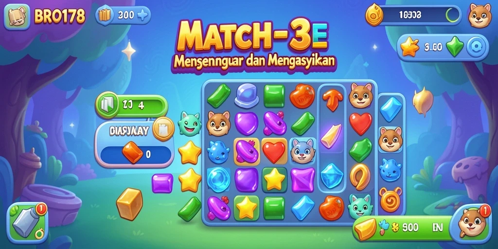 Tampilkan gameplay seru dan menantang dari BRO178 Match-3.