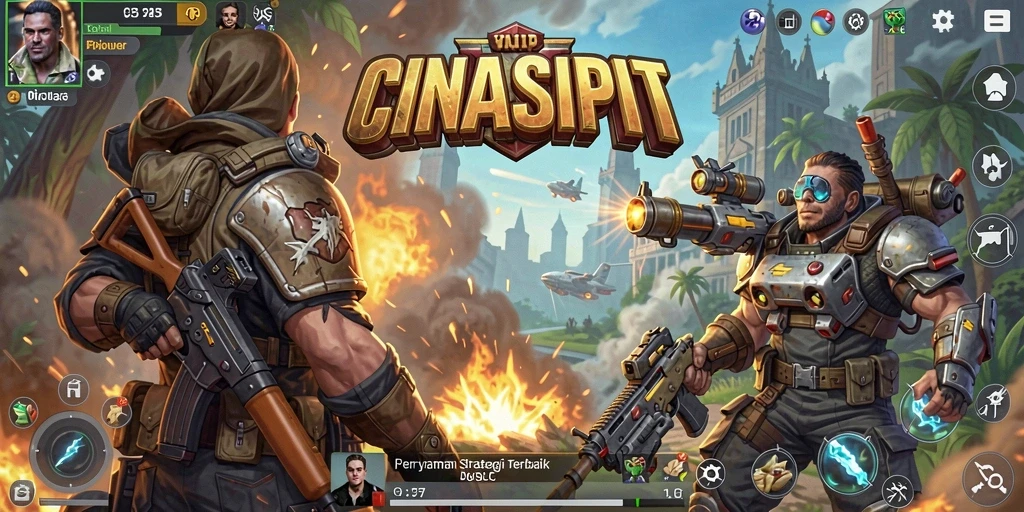 Tangkapan layar <strong>CINASIPIT</strong> menampilkan pertarungan strategis dan strategi pembangunan.
