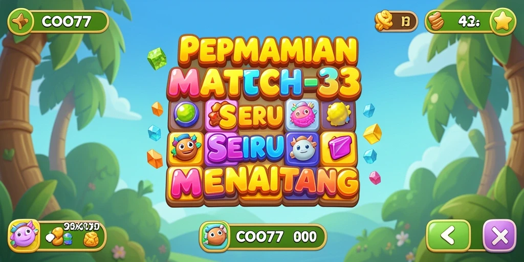 Tampilan gameplay seru di COO77 saat menyusun elemen Match-3.