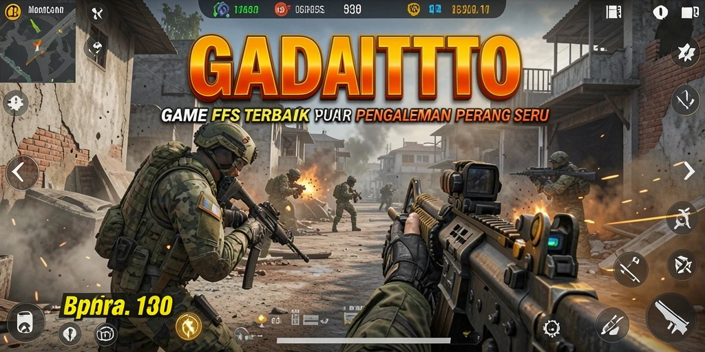 Screenshot GADAITOTO menampilkan laga tembak menembak yang seru di arena pertempuran.