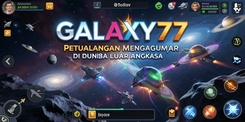 Tampilan gameplay menakjubkan di GALAXY77 dengan grafis luar angkasa.