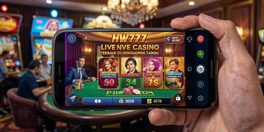 Tangkapan layar HW777 menampilkan dealer langsung dalam permainan Live Casino.