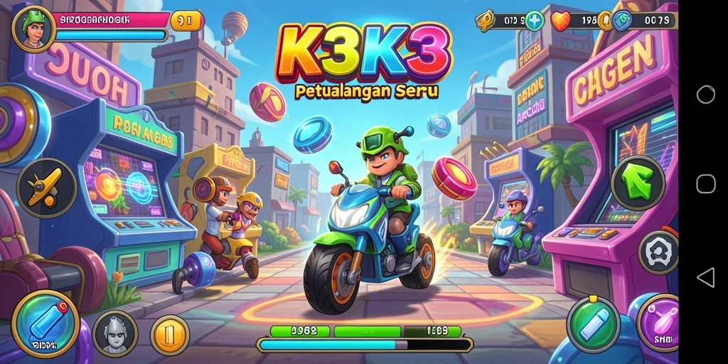 Tampilan menarik dari gameplay K3K3 dalam aksi arcade.