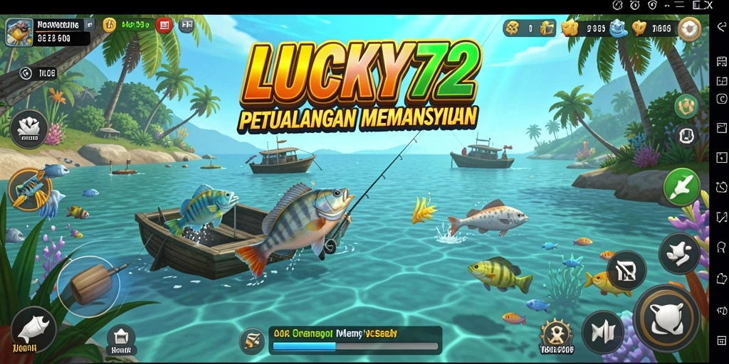 Tampilan gameplay menarik dari LUCKY72 saat memancing ikan.