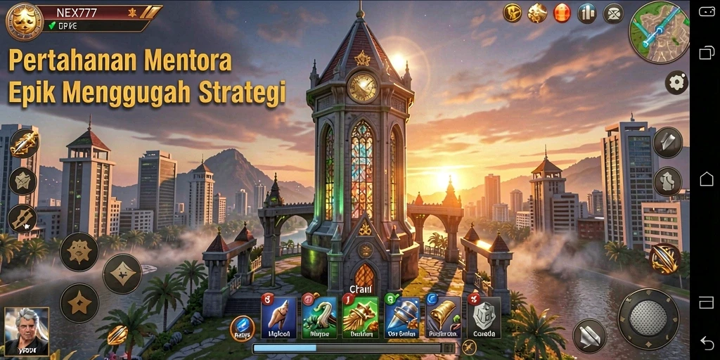 Gameplay seru NEX777 dalam pertahanan menara.