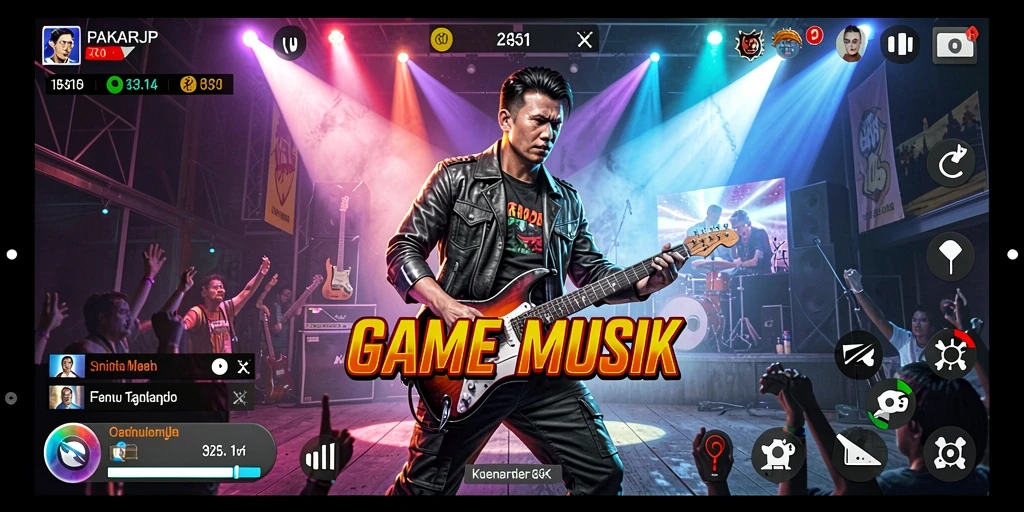 Tampilan permainan PAKARJP dengan berbagai lagu dan tantangan menarik.