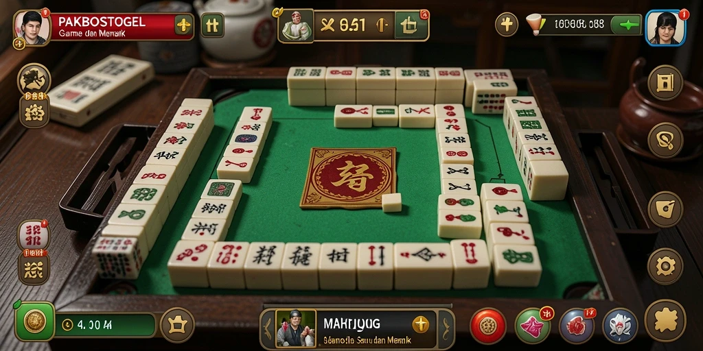 Screenshot gameplay PAKBOSTOGEL menampilkan suasana permainan Mahjong yang menawan.