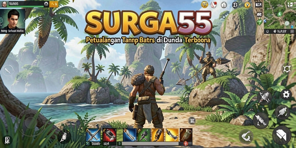 Screenshot gameplay SURGA55 menampilkan dunia terbuka yang indah dan beragam.