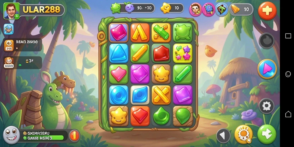 Gameplay ULAR288 yang seru dengan kombinasi objek warna-warni.